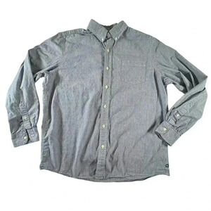 Men's Chaps Large Iconic Poplin 100% Cotton Blue Collar Button Down Shirt